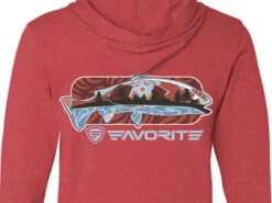 Favorite Fishing Simmer Tri-Blend Hoodie -Fishing Gear Store simmer trout rd hthr bk detail