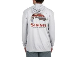Simms Tech Hoody 9 Simms Tech Hoody -Fishing Gear Store simms flamesterling troutlogo techhoody backmodelhooddown 51 10 sim 10013t