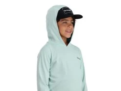 Simms Kids Bugstopper® Hoody -Fishing Gear Store simms seabreezeheather kidsbugstopperhoody modelhood 50 99 sim 100010sbs